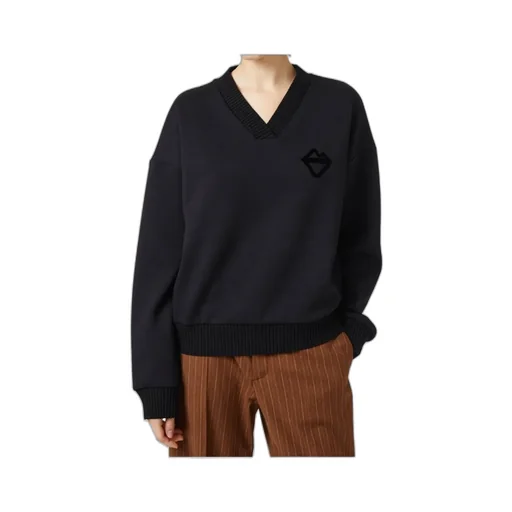 Logo Detailed V-Neck Sweatshirt