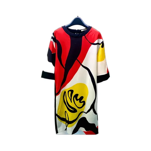 Round Collar Printed Dress