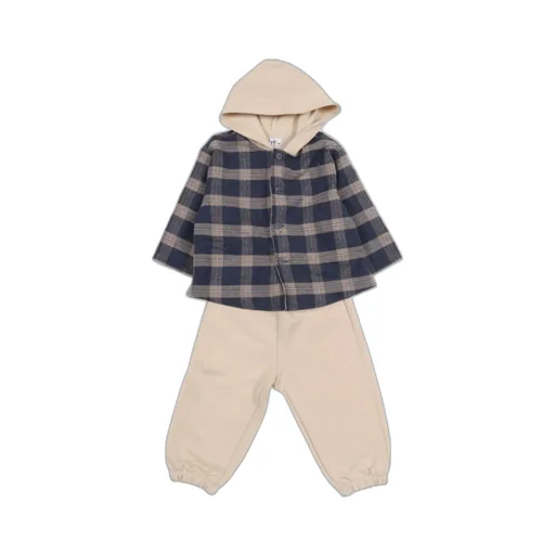 Plaid Pattern Hooded Tracksuit