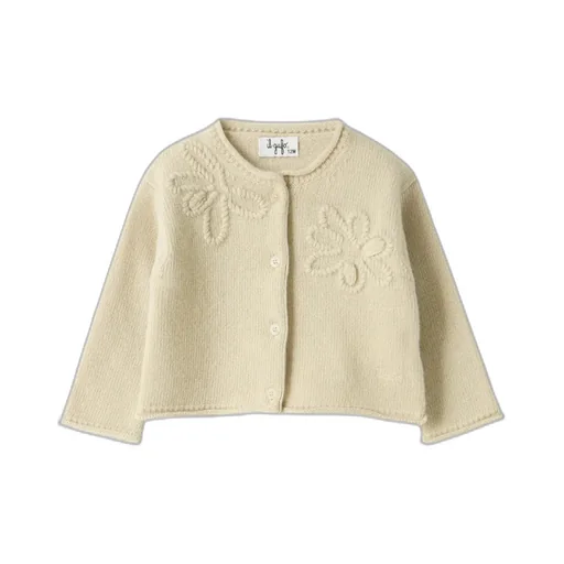 Floral-Embroidered Wool Cardigan