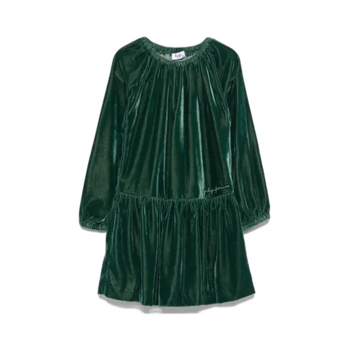 Crewneck Velvet Long-Sleeved Dress