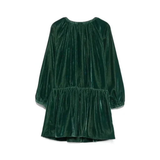 Crewneck Velvet Long-Sleeved Dress