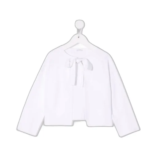 Fine-Knit Bow-Fastening Cardigan