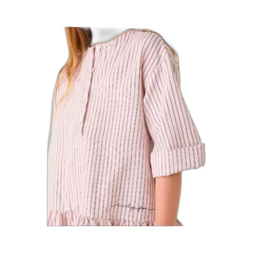 Logo Embroidered Striped Dress