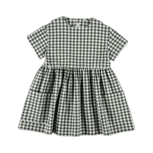 Gingham-Check Flared Dress