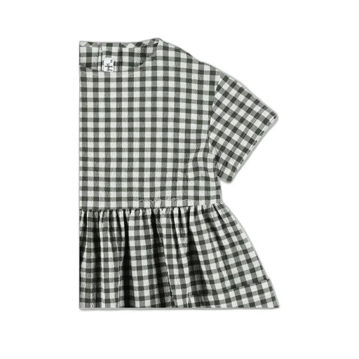 Gingham-Check Flared Dress