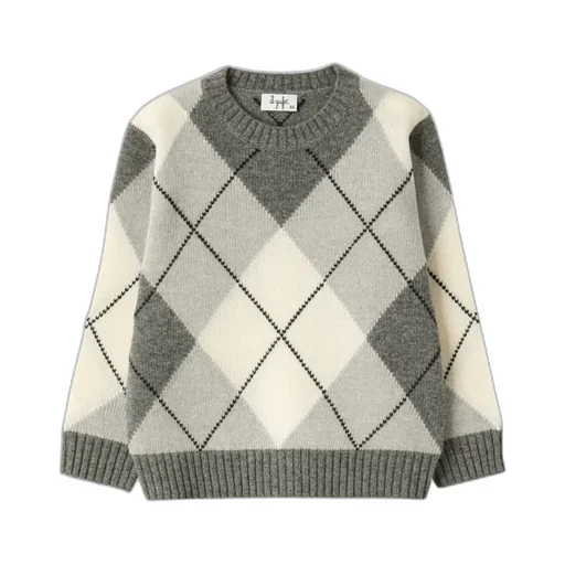 Diamond-Pattern Wool Sweater