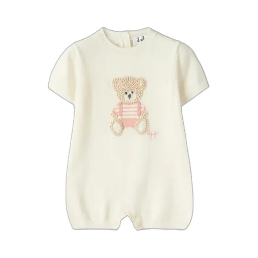 Bear Embroidered Crewneck Romper