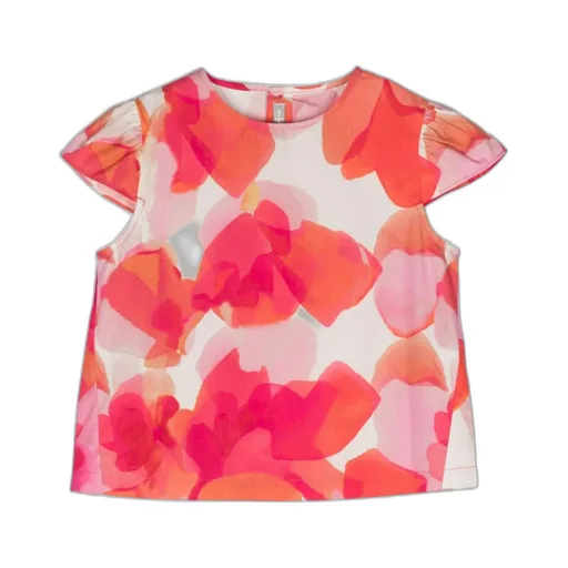 Abstract-Print Poplin Blouse