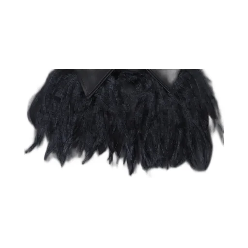 Feather-Trimmed Long Sleeve Top