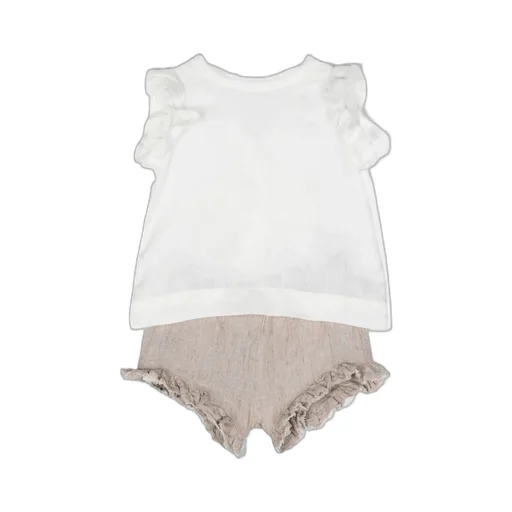 Bow-Detailed Elastic Waist Short Set