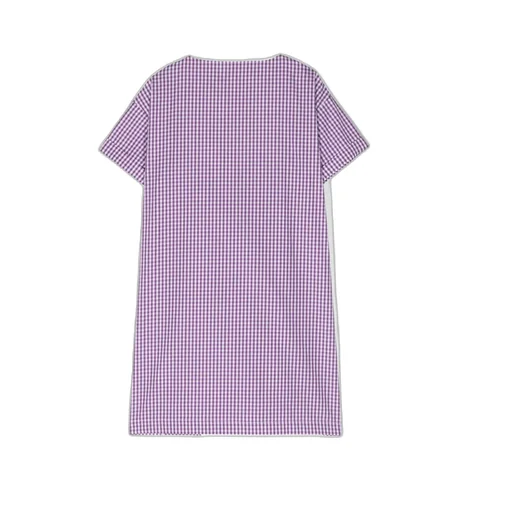 Floral-Embroidered Gingham Dress