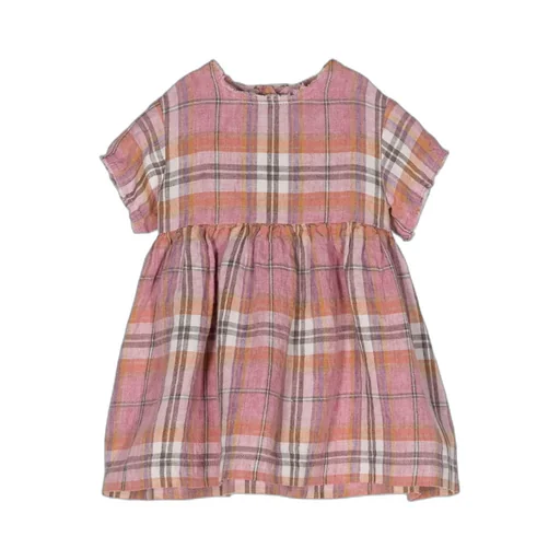 Check-Pattern Linen Dress