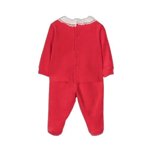 Ruffle-Collar Velvet Trousers Set