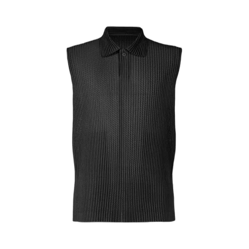 Pleated Knit Polo Shirt