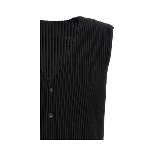 Pleated V-Neck Button-Down Waistcoat