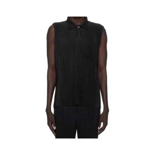 Pleated Knit Polo Shirt