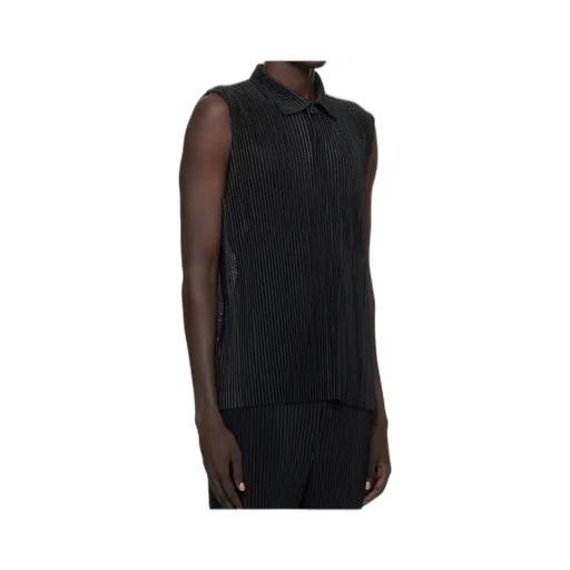 Pleated Knit Polo Shirt