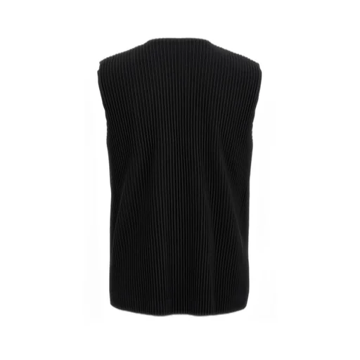 Pleated V-Neck Button-Down Waistcoat