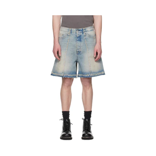 Wide-Leg Skid Denim Shorts