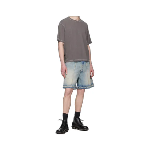 Wide-Leg Skid Denim Shorts