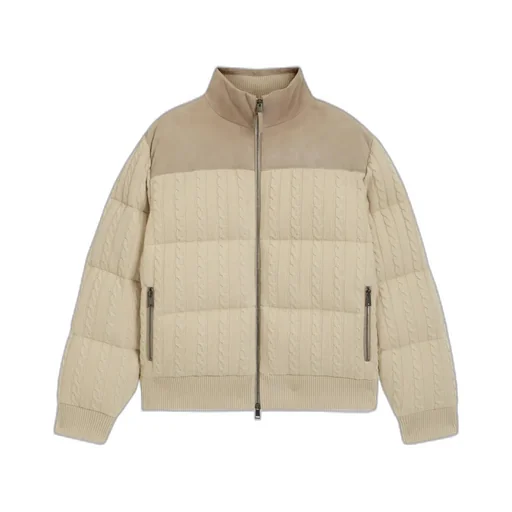 Cable-Knit Suede Jacket