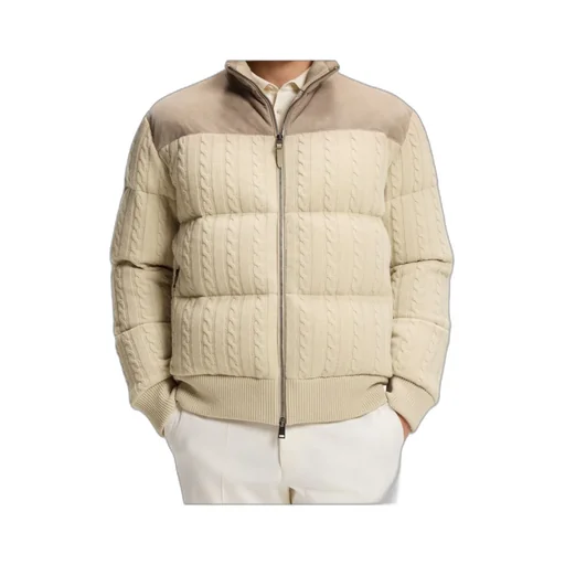 Cable-Knit Suede Jacket