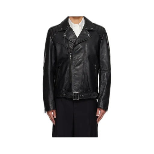 Long-Sleeved Leather Jacket