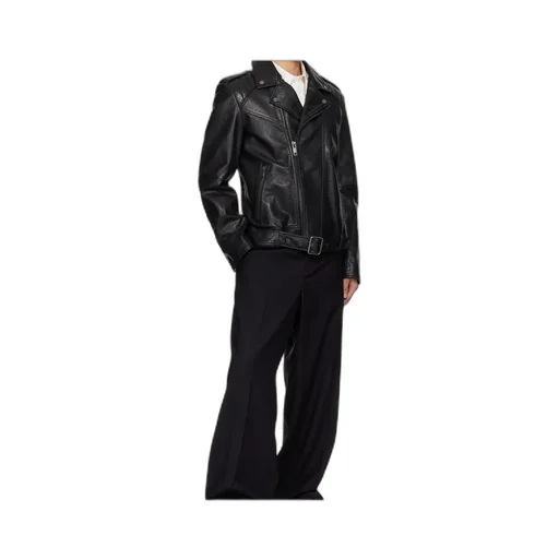 Long-Sleeved Leather Jacket
