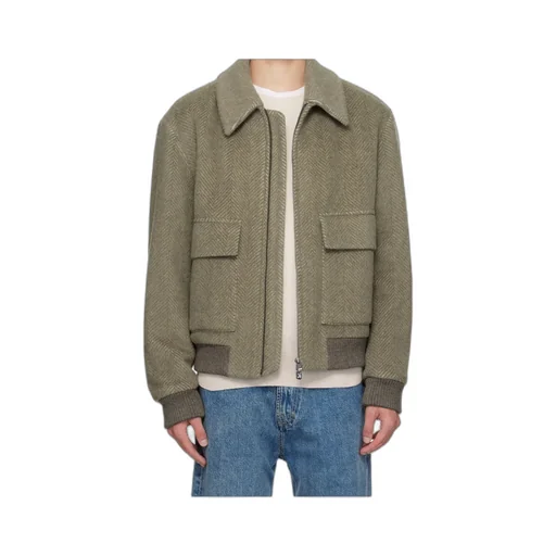 Herringbone Patterned Relaxed Fit Jacket