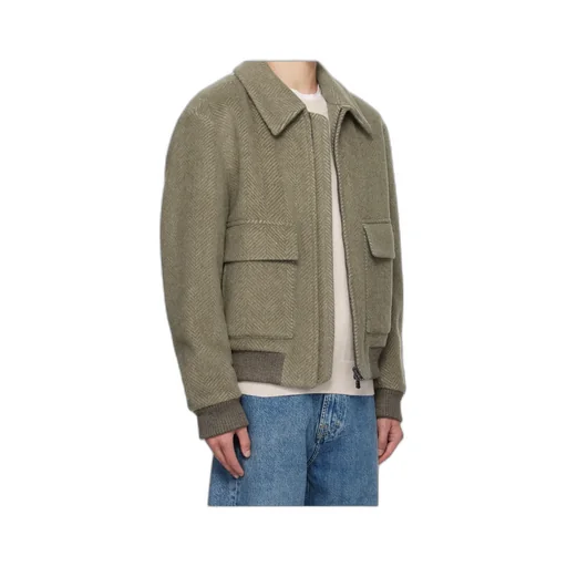 Herringbone Patterned Relaxed Fit Jacket