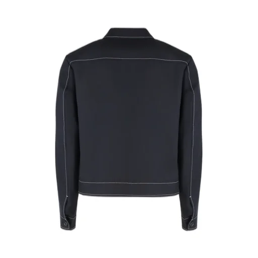 Flap-Pocket Contrast-Stitching Jacket