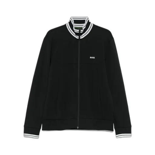 Striped-Cuff Zip-Up Sweatshirt
