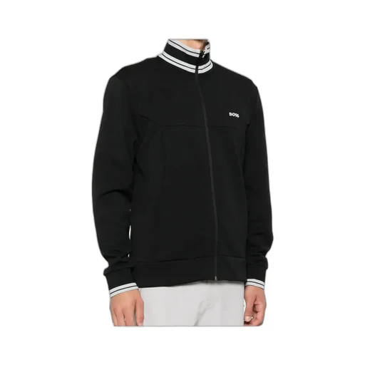 Striped-Cuff Zip-Up Sweatshirt