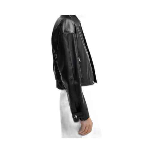 Leather Jacket With Covered Press Studs