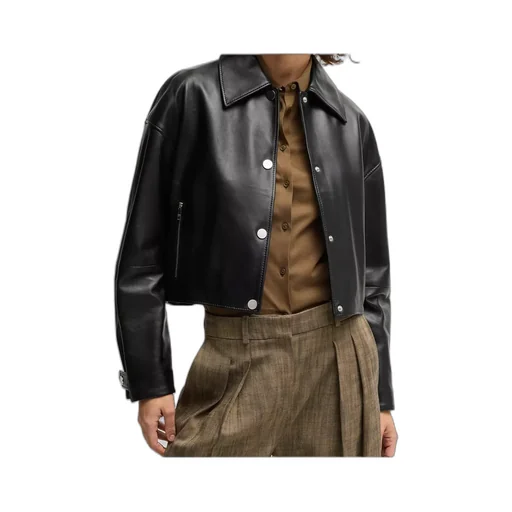 Leather Jacket With Covered Press Studs