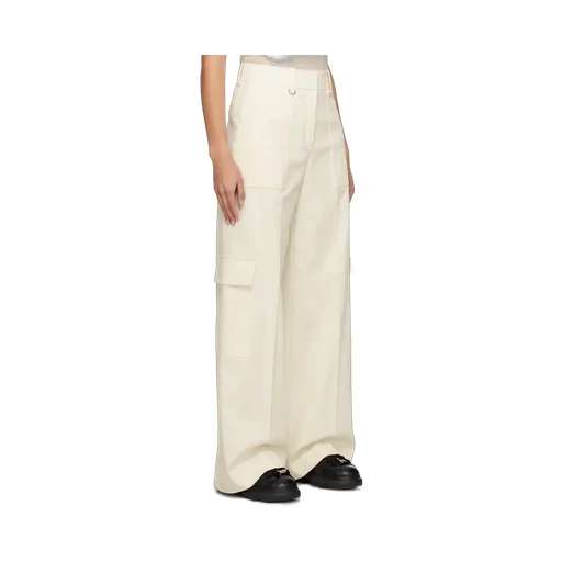 Wide-Leg Twill Trousers
