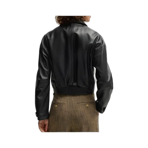 Leather Jacket With Covered Press Studs