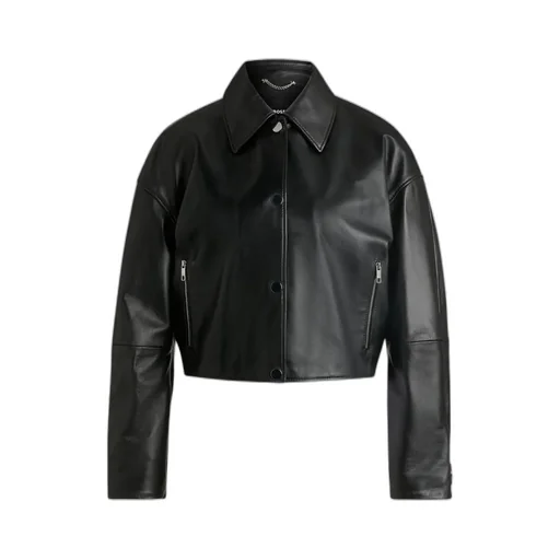 Leather Jacket With Covered Press Studs