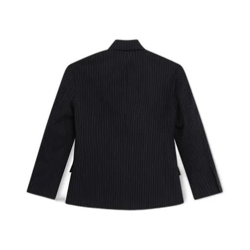 Pinstripe Pattern Double-Breasted Blazer