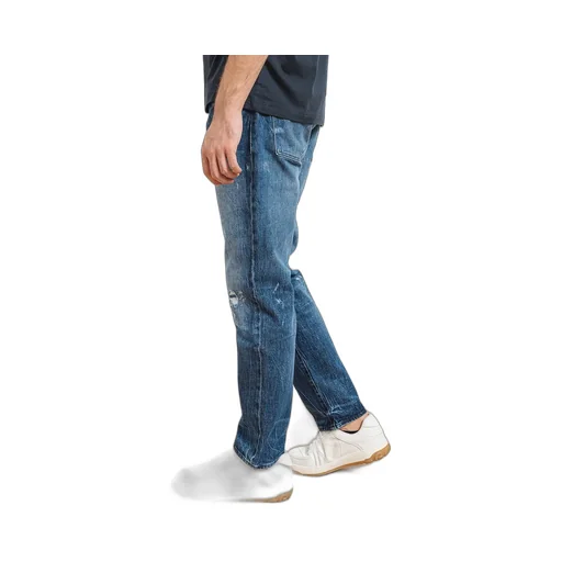 Distressed Straight-Leg Jeans