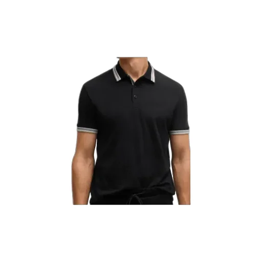 Striped-Collar Polo Shirt