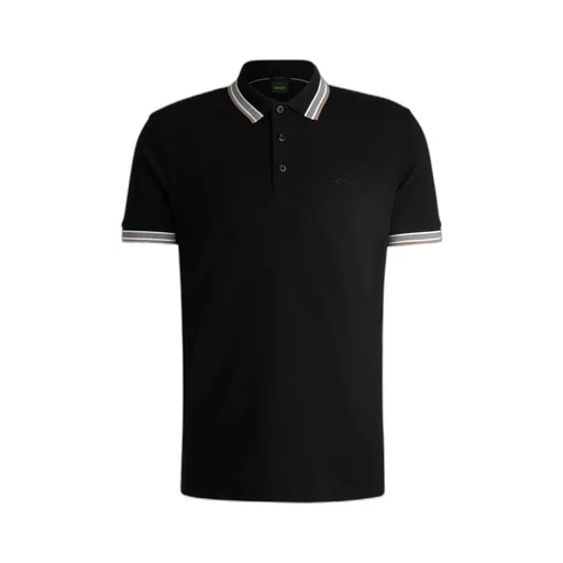 Striped-Collar Polo Shirt