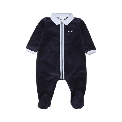 Logo Embroidered Striped Babygrow