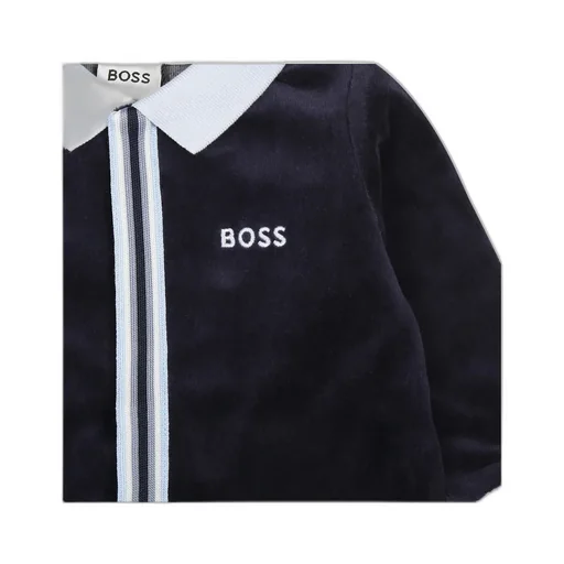 Logo Embroidered Striped Babygrow