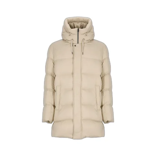 High-Neck Hooded Drawstring Puffer Coat