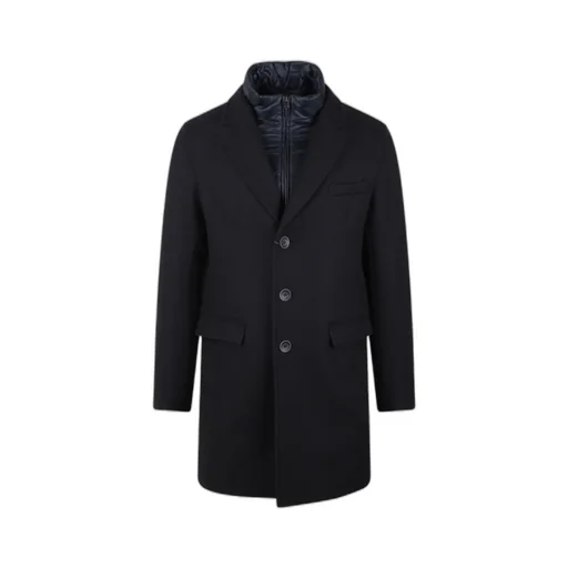 Buttoned High Neck Long-Sleeved Coat