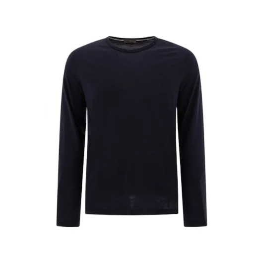 Long-Sleeved Crewneck Knitted T-Shirt