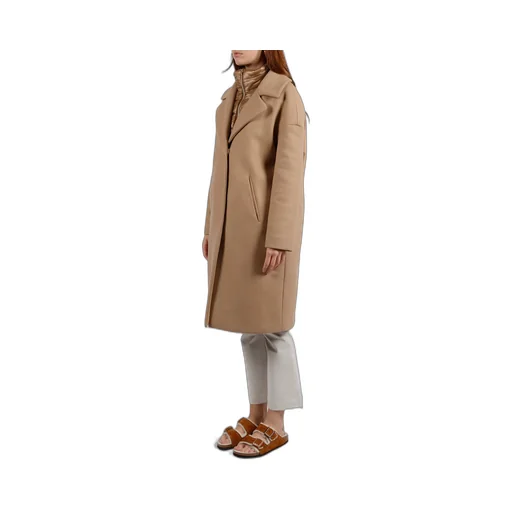 Padded-Collar Single-Breasted Long Sleeved Coat