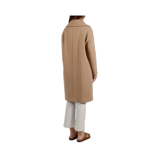 Padded-Collar Single-Breasted Long Sleeved Coat